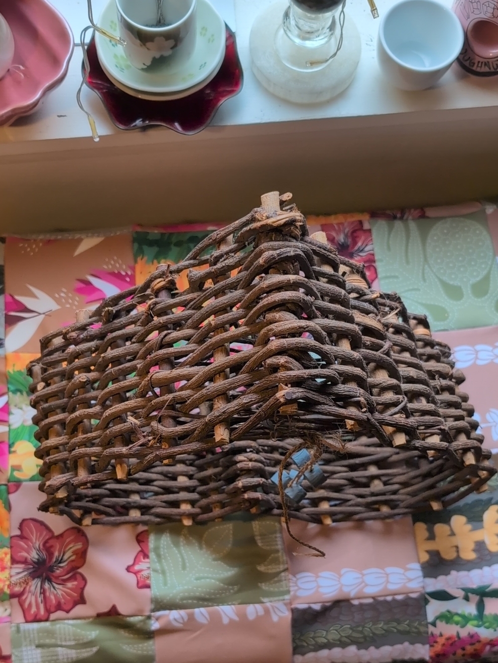 Woven Heart Shaped Decorative Basket - Brown - Picture 4 of 5